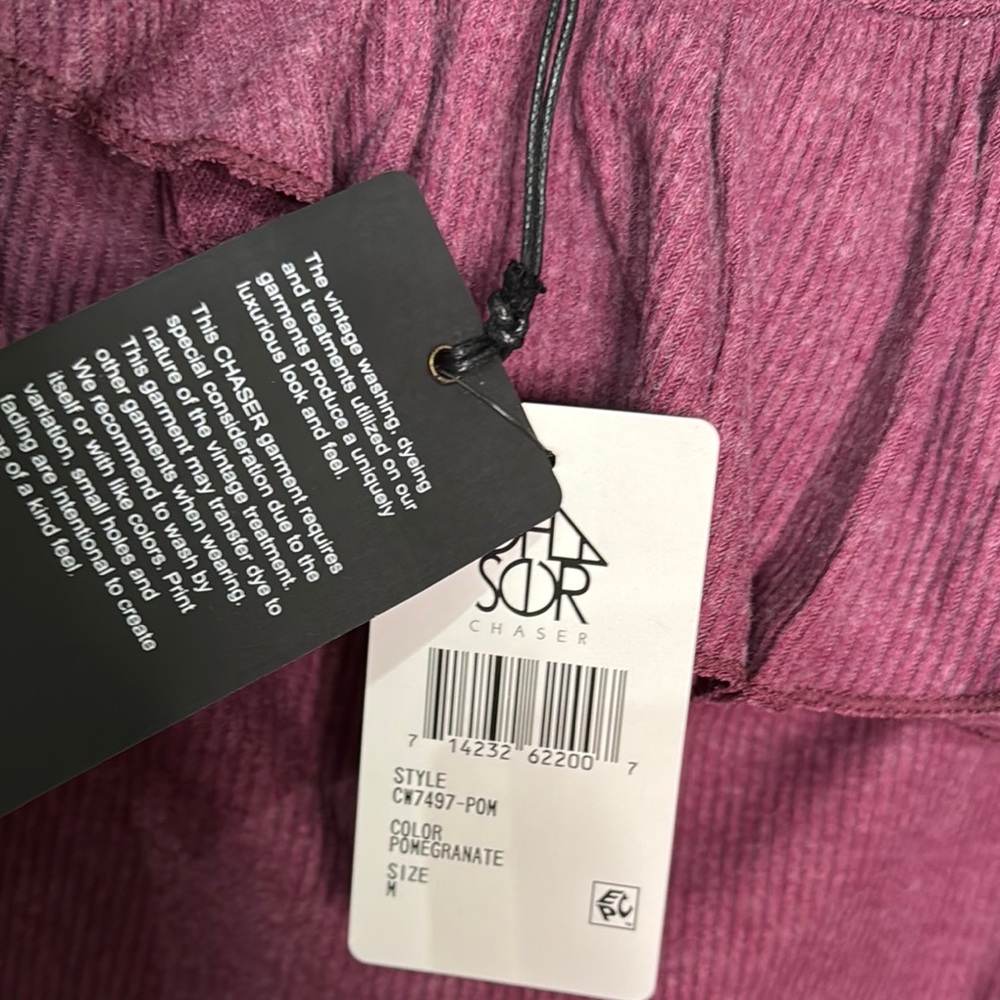 Chaser Ribbed Purple Ruffled Off the Shoulder and Cold Shoulder Blouse NWT - Picture 3 of 10